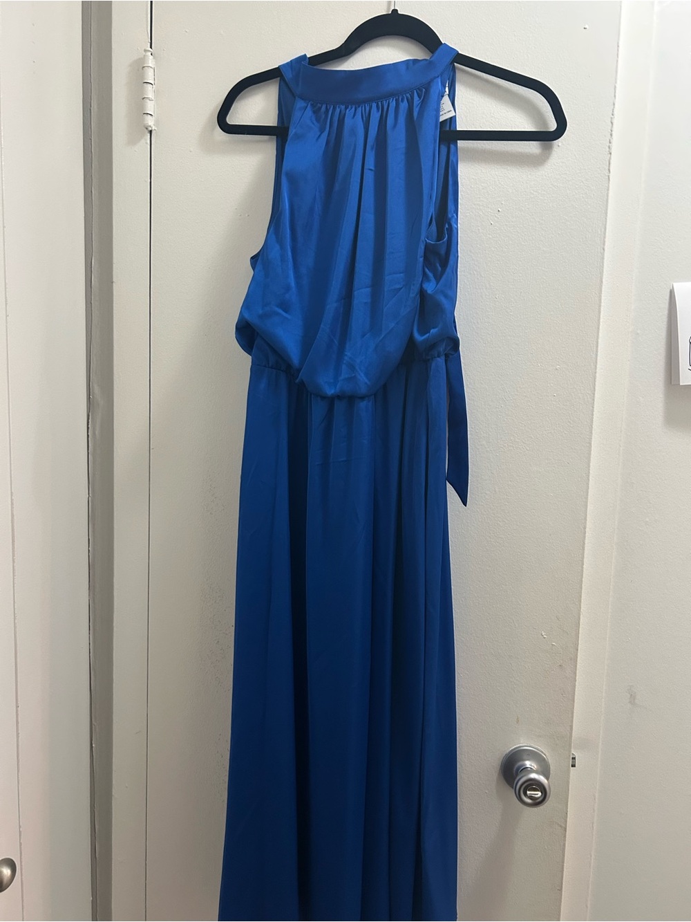 Nicole Miller Cobalt Blue Midi Halter Dress